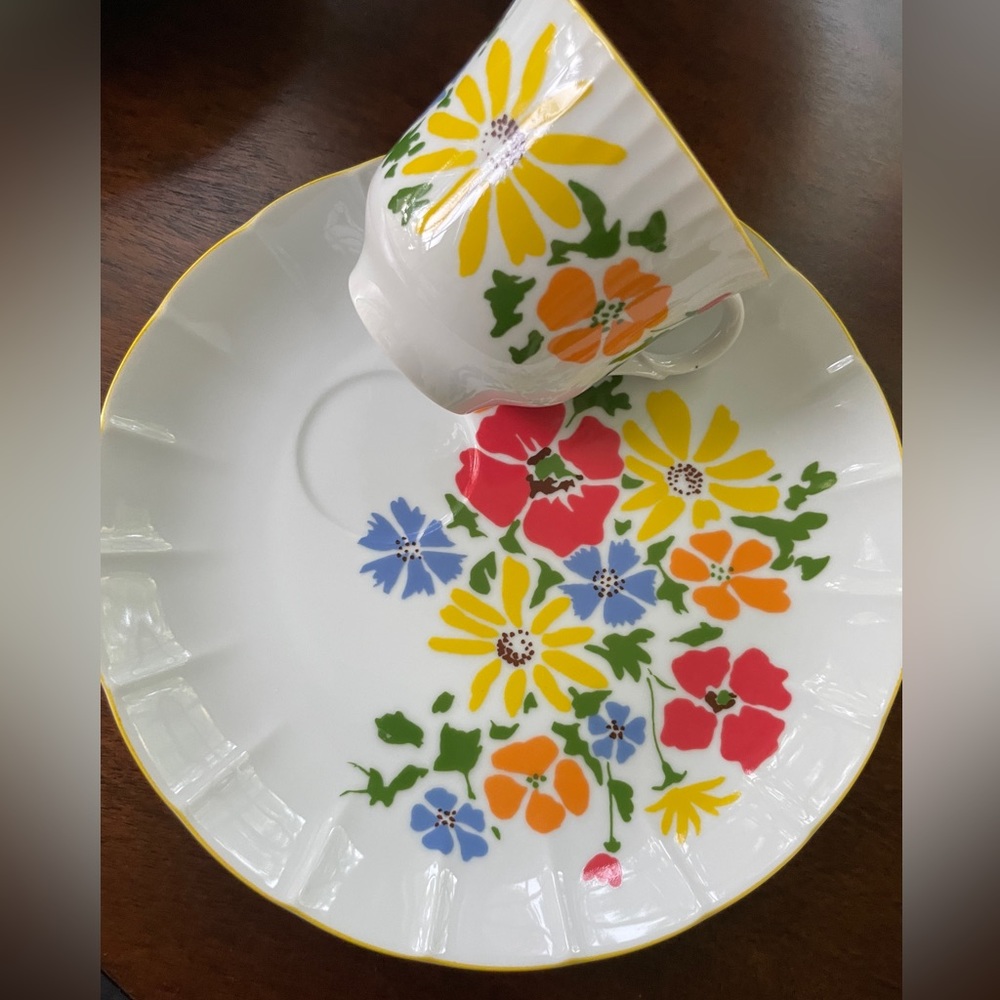 2pc Cup & Saucer, Midcentury In Bloom Lunch or Dessert service by‎ Rubel